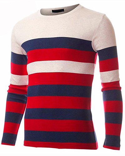 Sueter tejido con rayas de colores en galga fina gg12-gg14-gg16