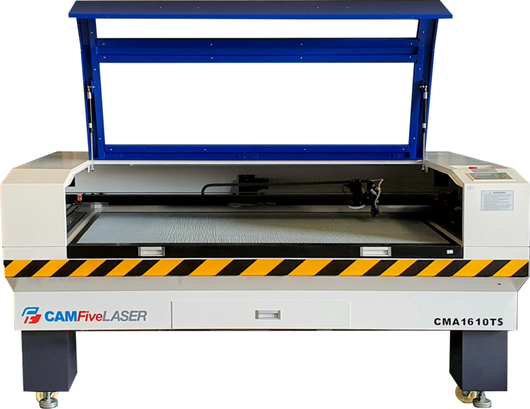 Láser CO2 CAMFive 1610TS de doble cabezal con área de trabajo de 160x100 cm, ideal para corte y grabado simultáneo en acrílico, madera, tela, cuero y MDF.